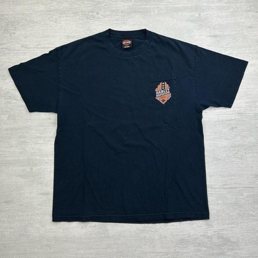 Vintage Harley Davidson Shirt Adult XL Blue Eagle Biker Motorcycle Logo Michigan